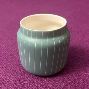 Anthropologie Blue / Teal With White Pinstripe 3.5”Canister (No Lid)